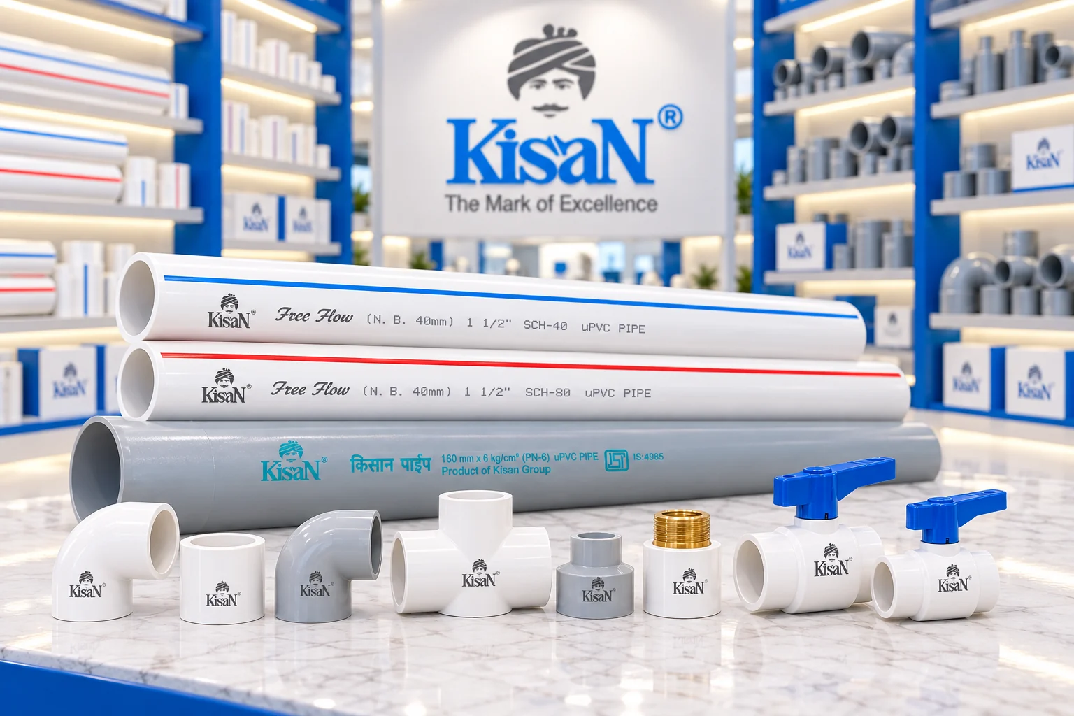 Kisan के Pipes & Fittings का नज़दीकी display