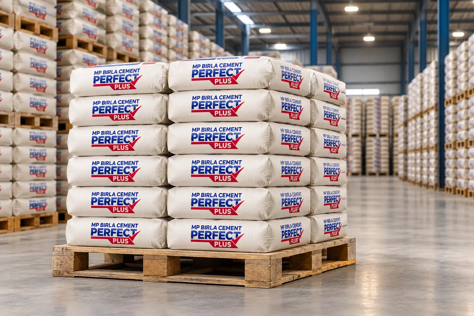 MP Birla Perfect Cement के Cement का नज़दीकी display