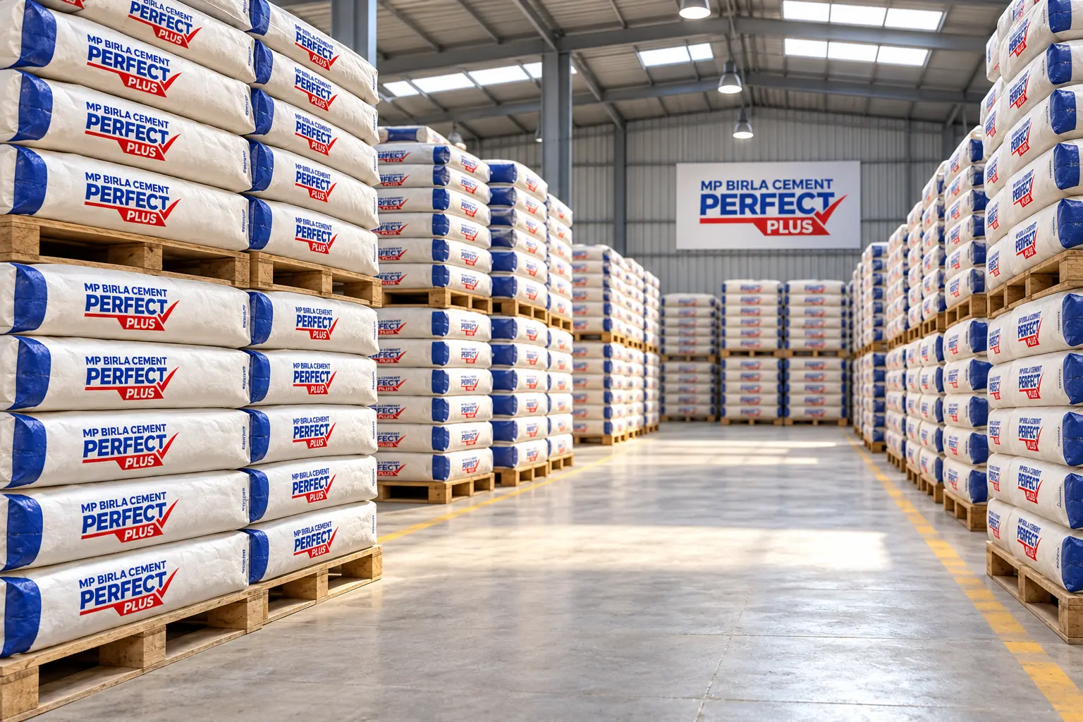MP Birla Perfect Cement की range &mdash; Cement के aisle का दृश्य