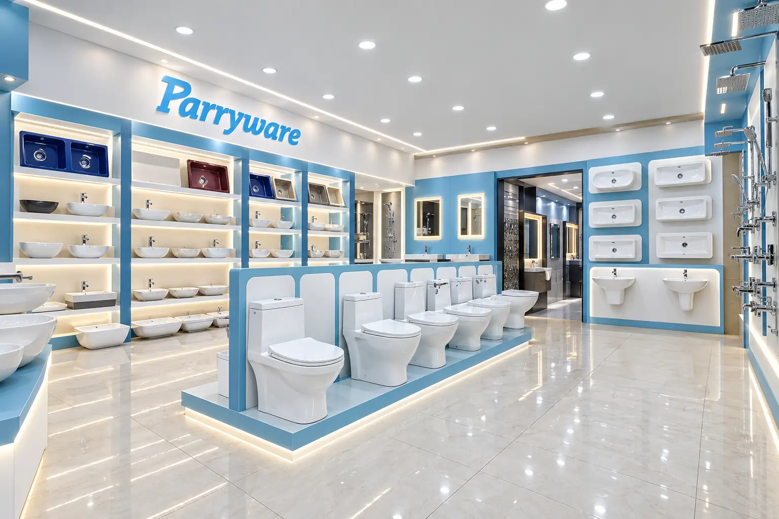 Parryware के Sanitaryware का showroom दृश्य