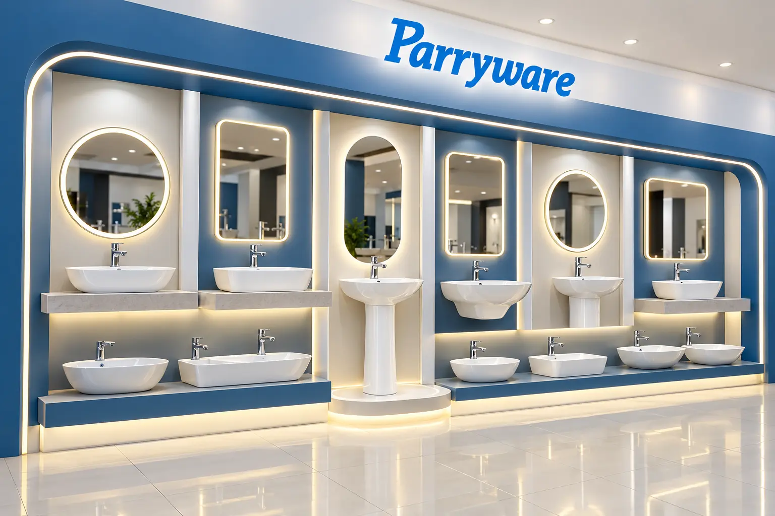 Parryware की range &mdash; Sanitaryware के aisle का दृश्य