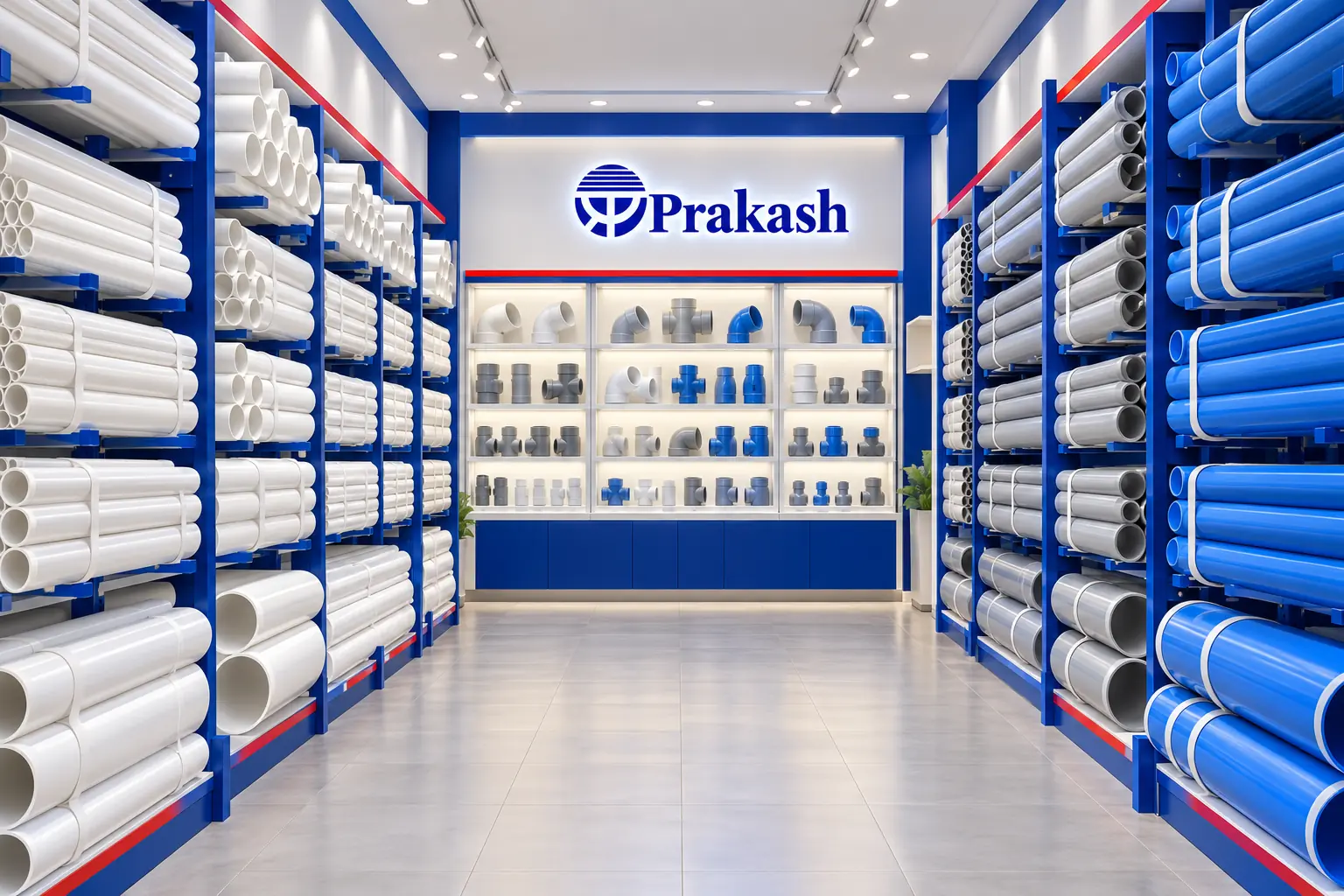 Prakash की range &mdash; Pipes & Fittings के aisle का दृश्य