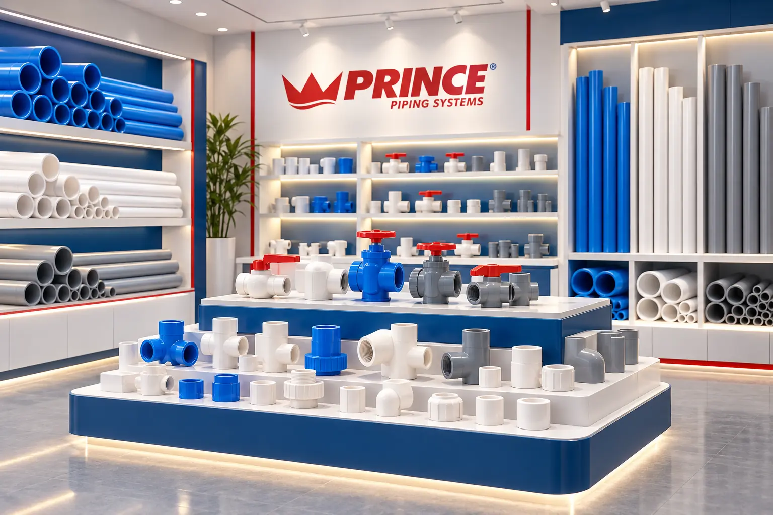 Prince के Pipes & Fittings का नज़दीकी display