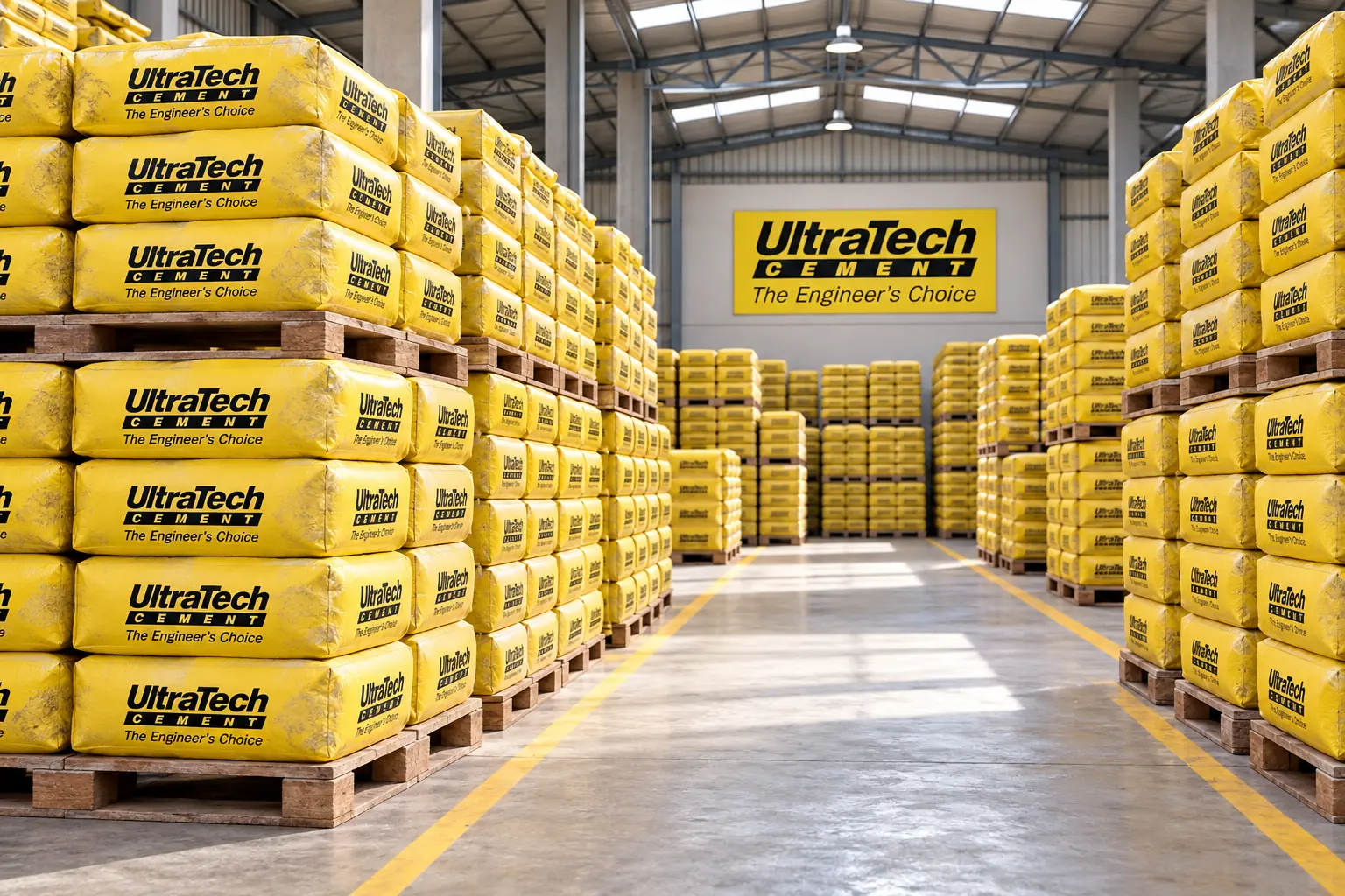 UltraTech की range &mdash; Cement के aisle का दृश्य